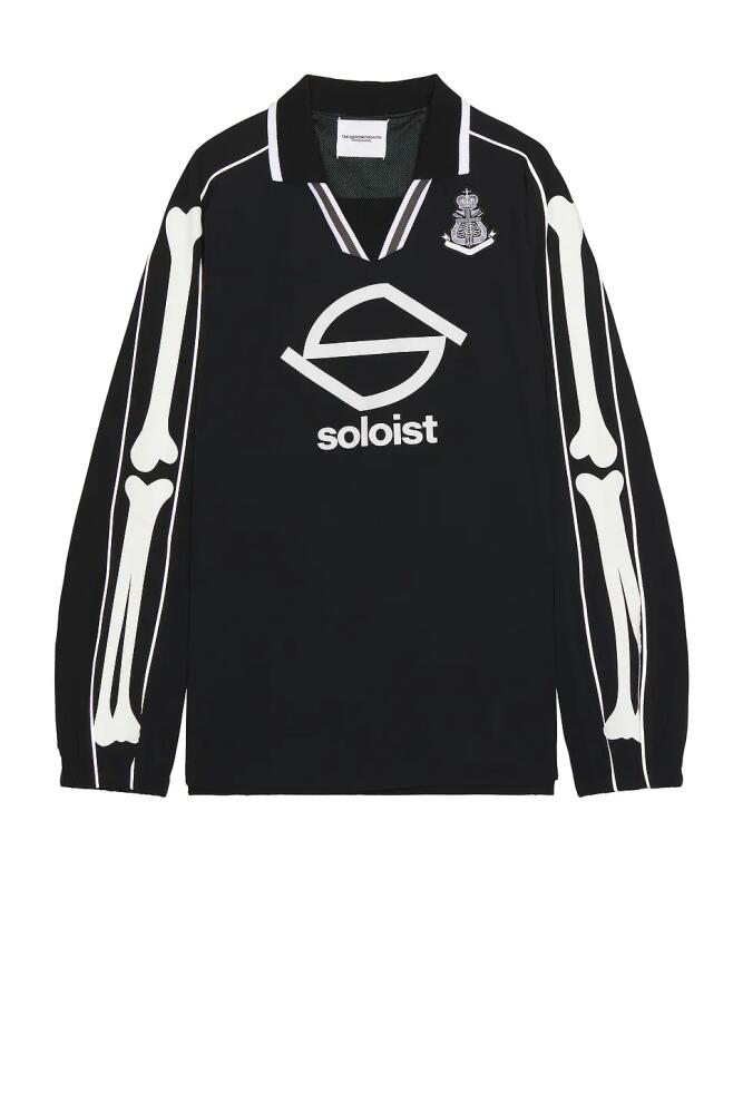 TAKAHIROMIYASHITA The Soloist Back Gusset Sleeve Polo Collar Football Shirt in Black Cover