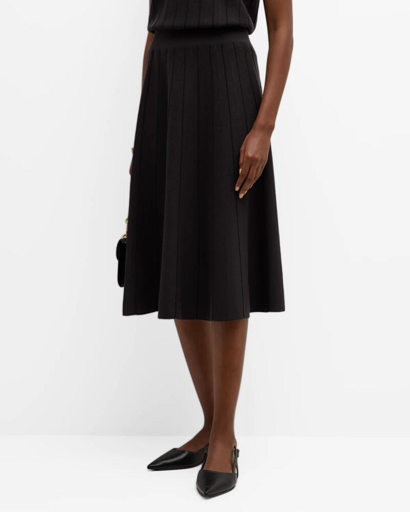 TSE Cashmere Ribbed A-Line Wool-Silk Midi Skirt Cover