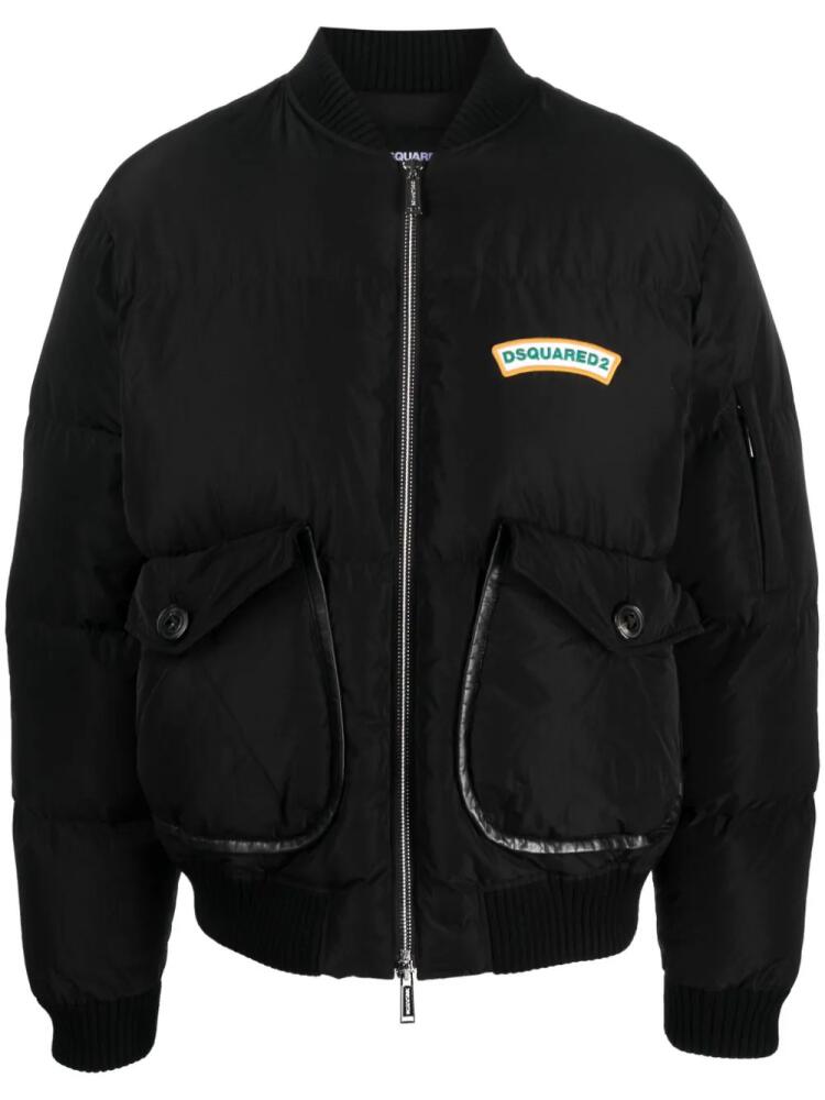 DSQUARED2 logo-print puffer bomber jacket - Black Cover