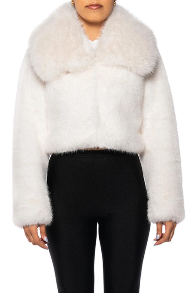 AZALEA WANG Crop Faux Fur Jacket in White Cover