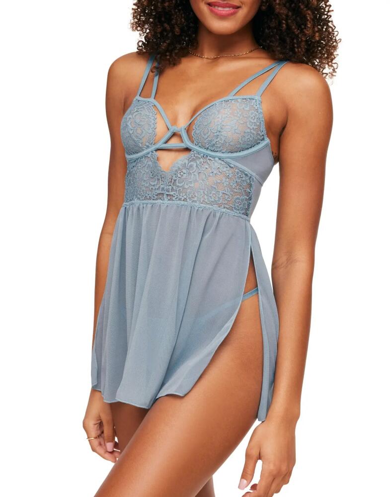 Adore Me Rae Unlined Babydoll & G-String Set Lingerie in Medium Blue Cover