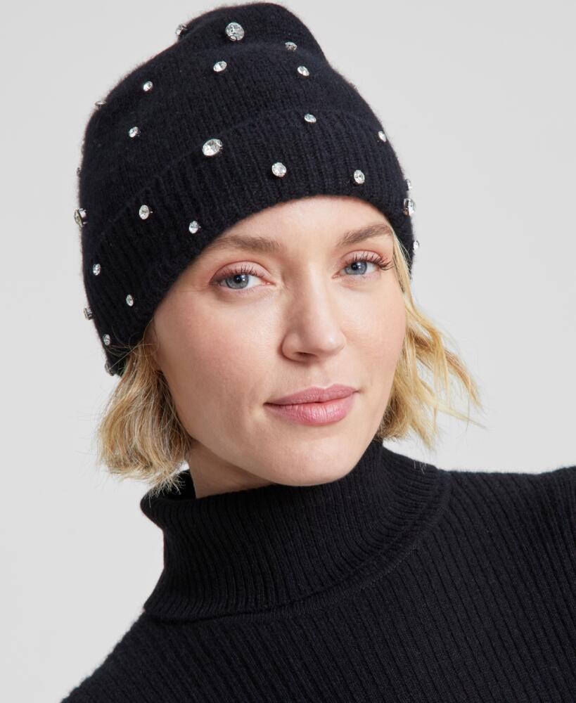 Charter Club Cashmere Embellished Cuffed Beanie, Created for Macy's - Classic Black Cover