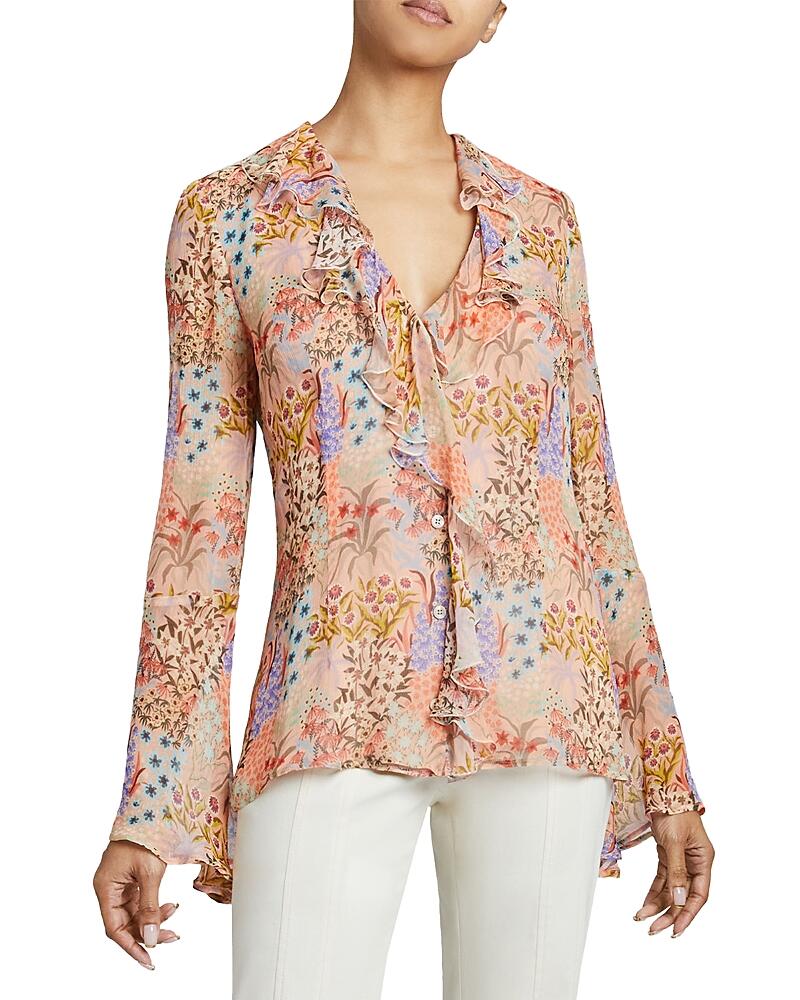 Santorelli Ruffled Silk Blouse Cover