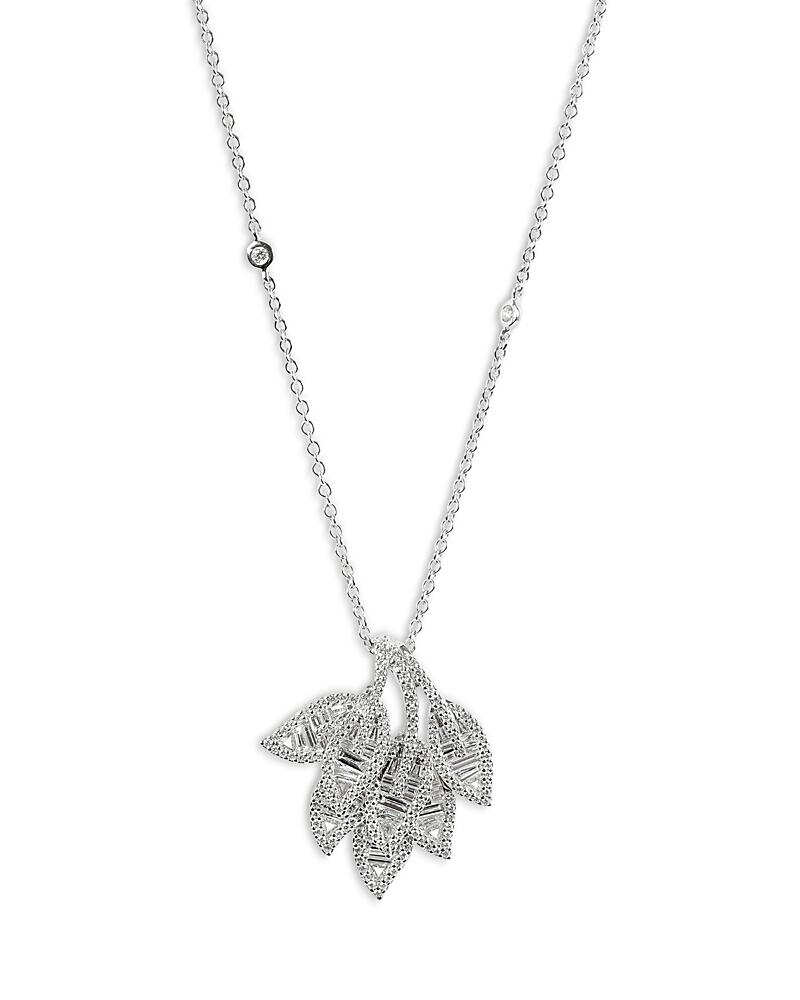 Zydo 18K White Gold Mosaic Diamond Leaf Cluster Pendant Necklace, 16 Cover