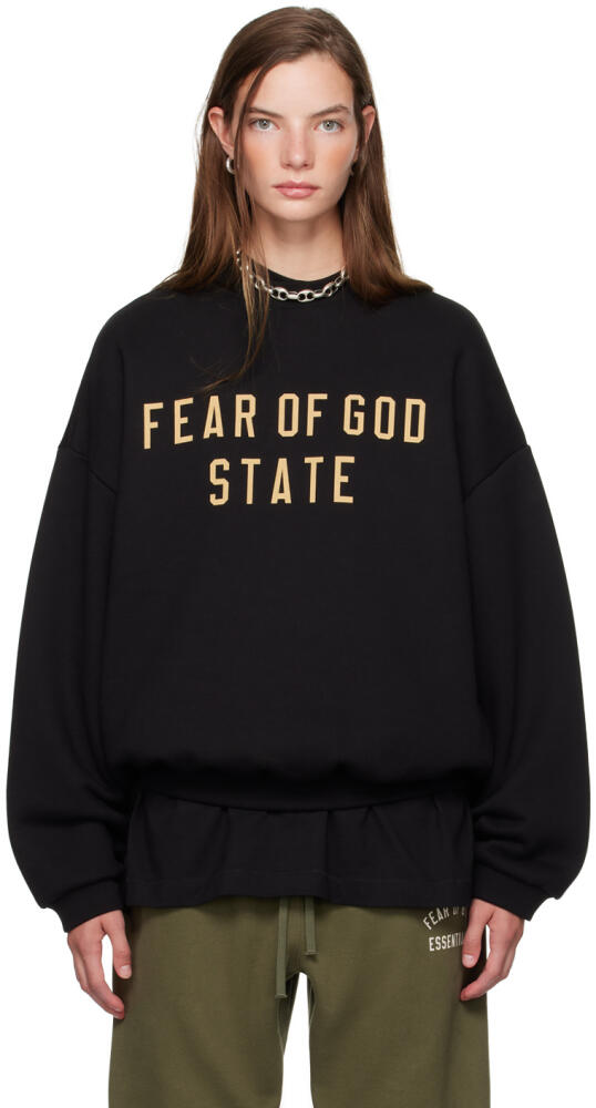 Fear of God ESSENTIALS Black Crewneck Sweatshirt Cover