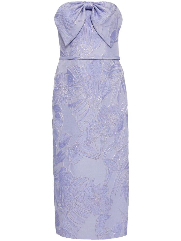 Amsale floral-jacquard midi dress - Blue Cover