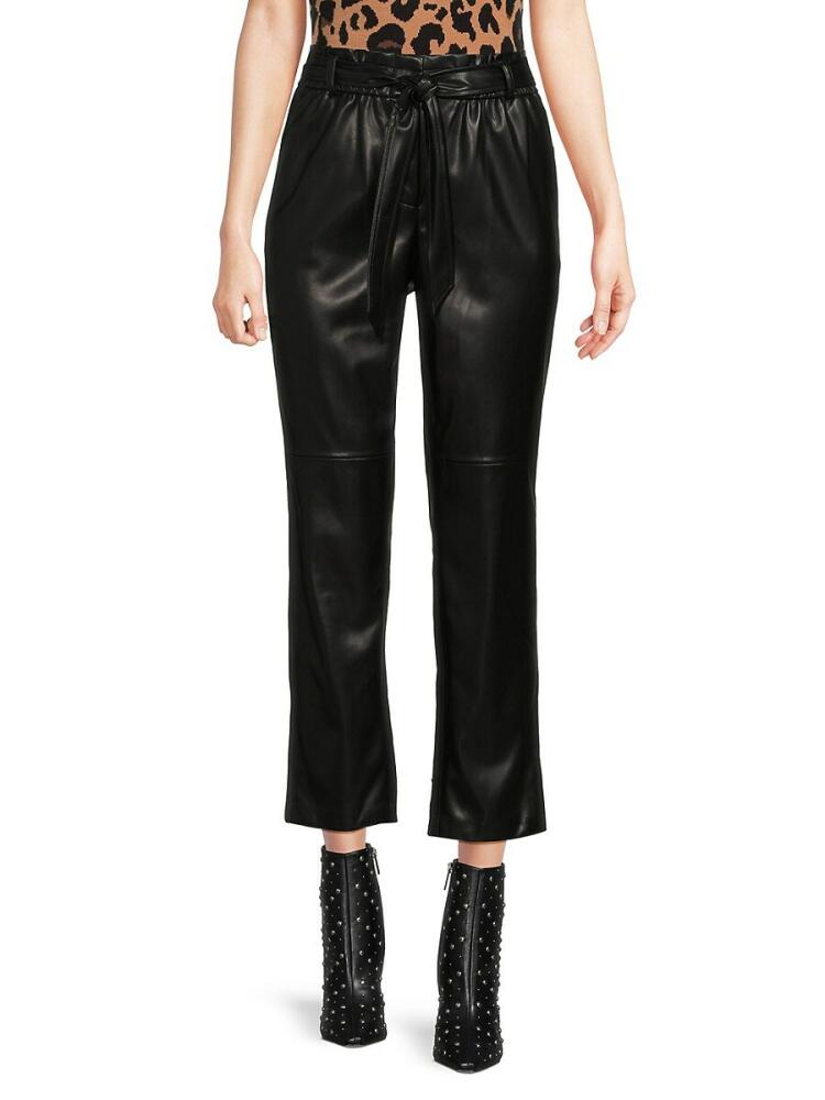 Calvin Klein Women's Paperbag Faux Leather Ankle Pants - Black Cover