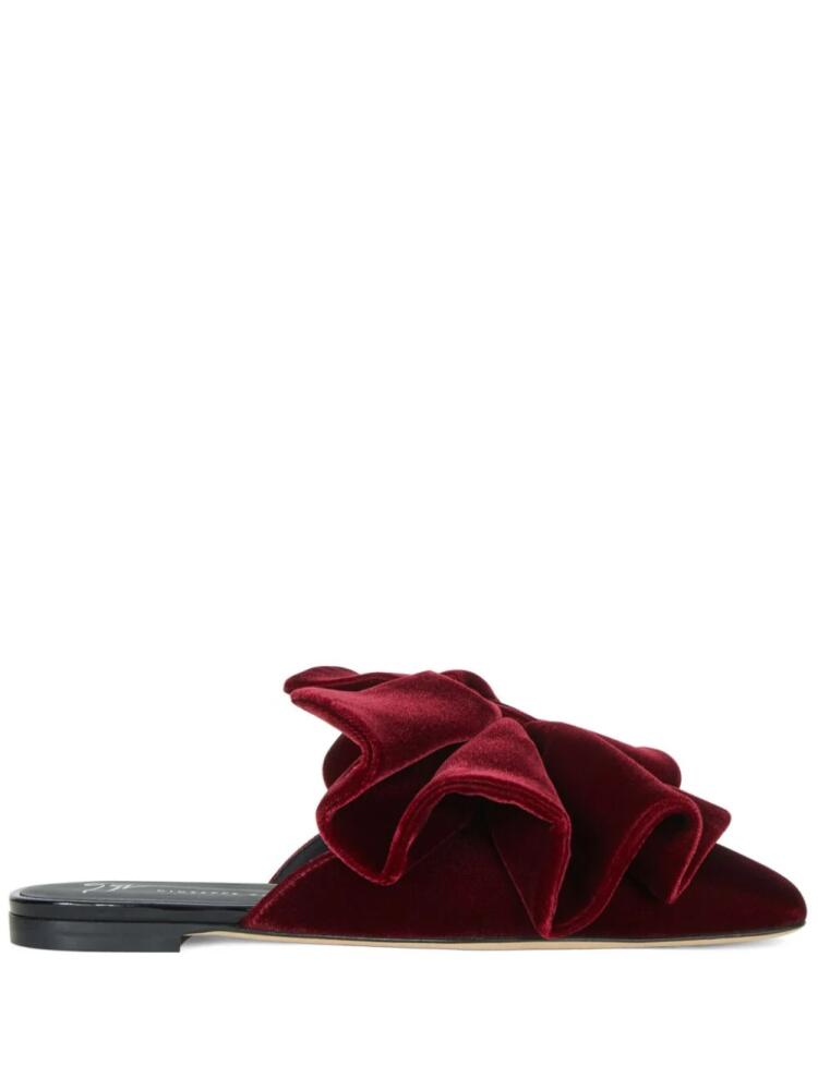 Giuseppe Zanotti Savarin bow velvet mules - Red Cover