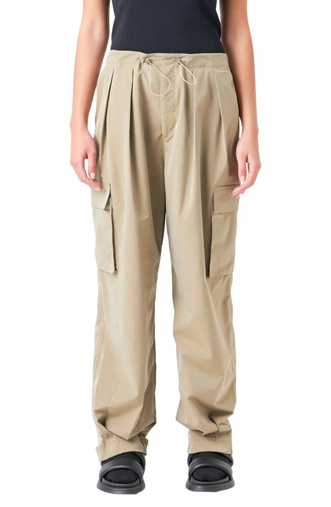 Grey Lab Pleated Low Rise Parachute Cargo Pants in Khaki Cover