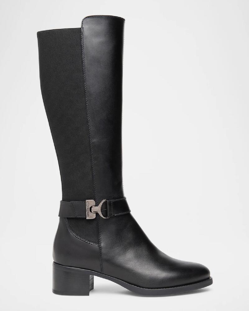 NeroGiardini Leather Stretch Buckle Knee Boots Cover