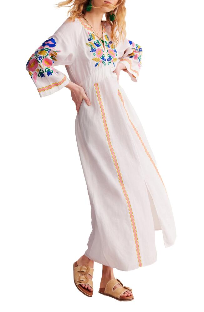 Boden Una Embroidered Linen Maxi Dress in Ivory Embroidery Cover