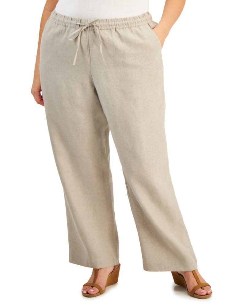 Charter Club Plus Size 100% Linen Pants, Created for Macy's - Flax Cover