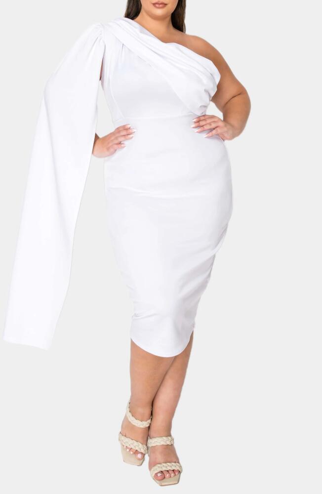 L I V D Spade One-Shoulder Cape Dress in White Cover