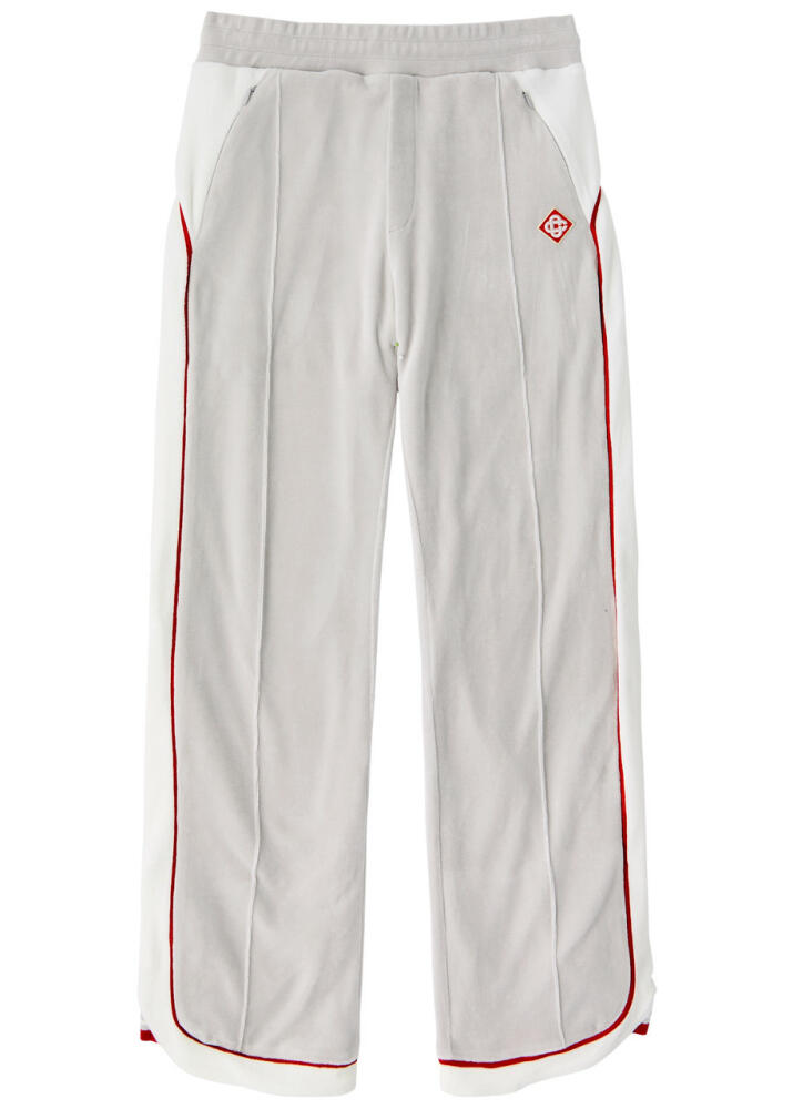 Casablanca Contrast-stitch Striped Velour Sweatpants - Grey Cover