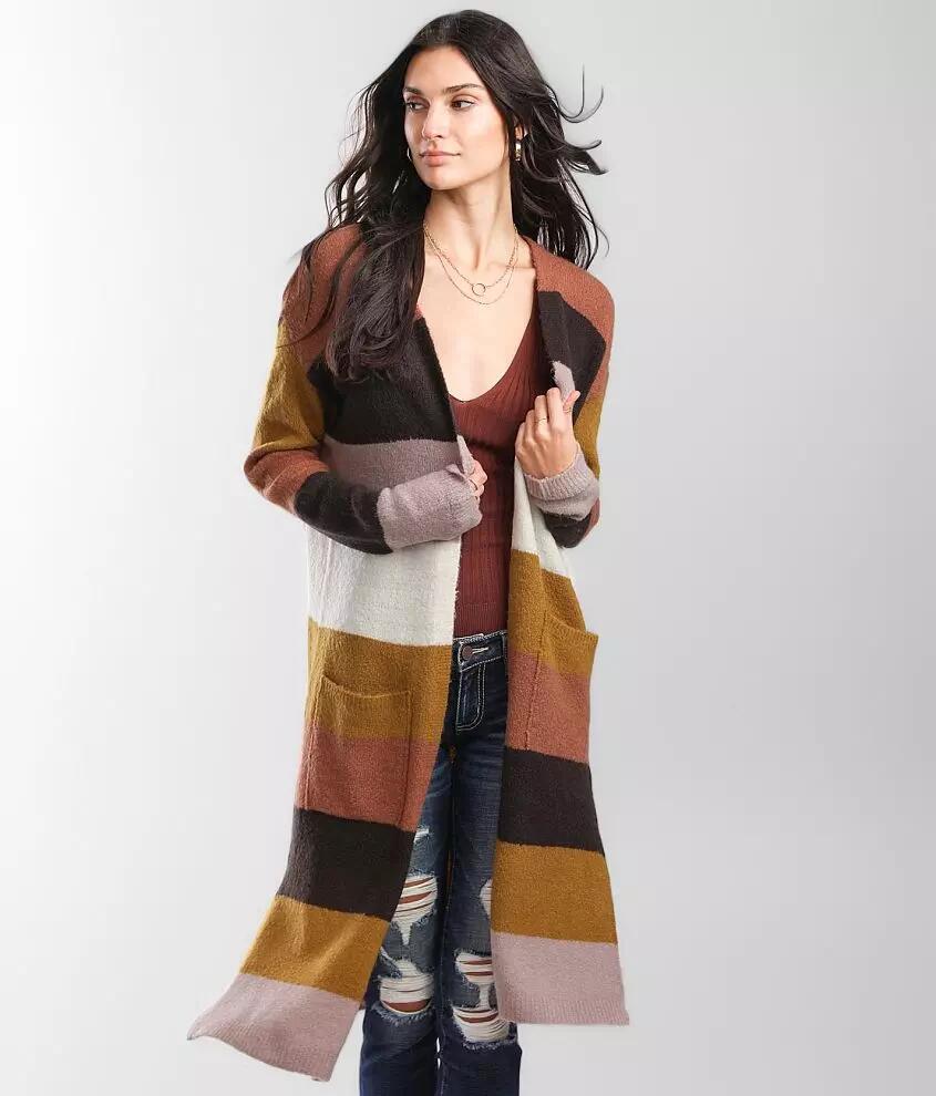 BKE Wide Stripe Duster Cardigan Sweater Cover