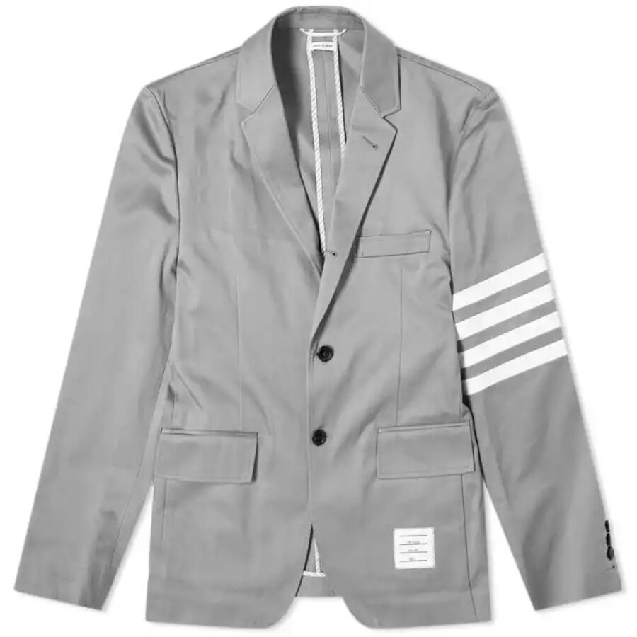 Thom Browne Mens Med Grey Twill 4-Bar Classic Sport Coat Cover