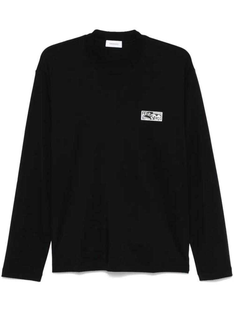 Ferragamo logo-patch T-shirt - Black Cover