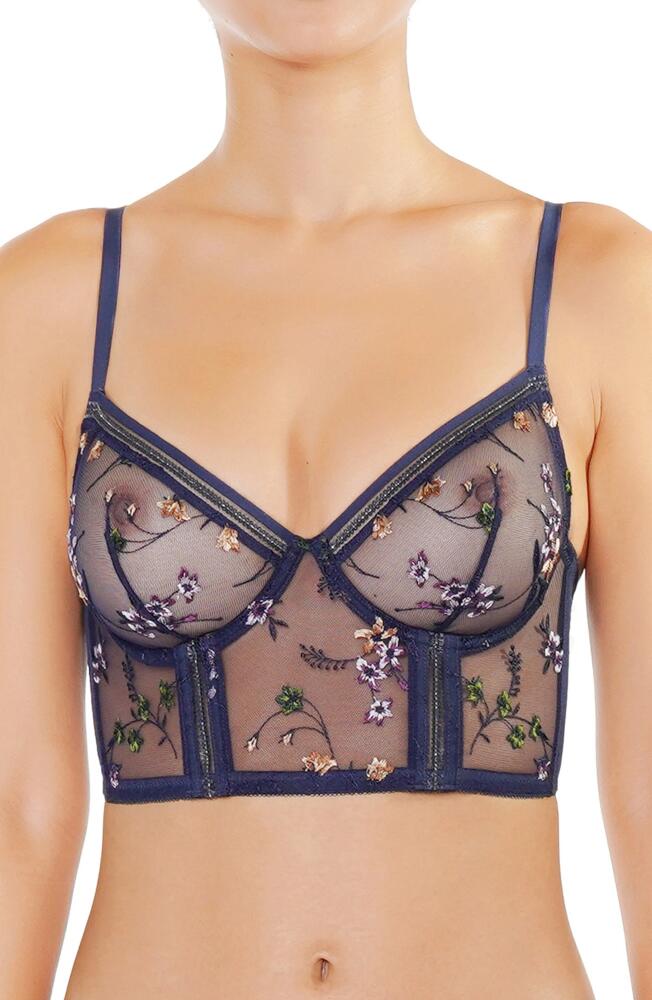 Huit Insouciante Embroidered Demi Bustier in Marine Cover