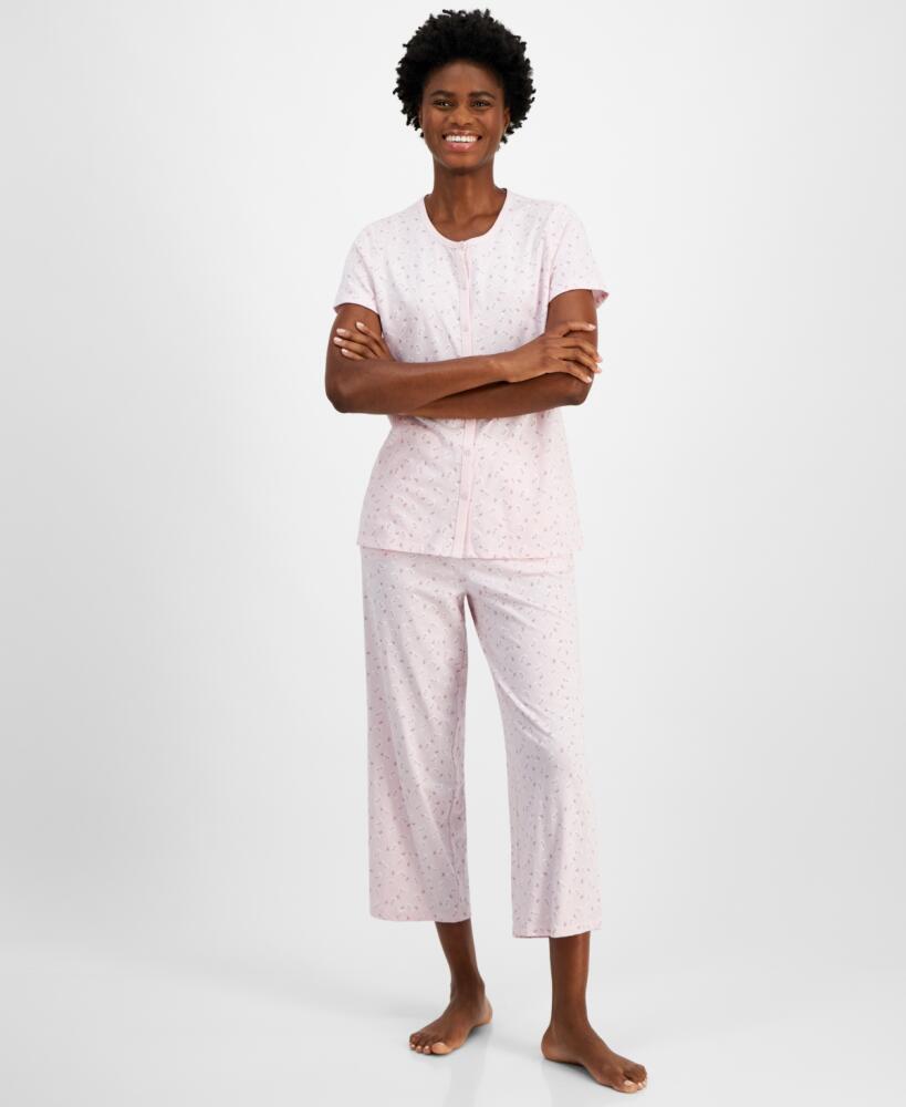 Charter Club Women's 2-Pc. Cotton Printed Cropped Pajamas Set, Created for Macy's - Paisley Dot Cover