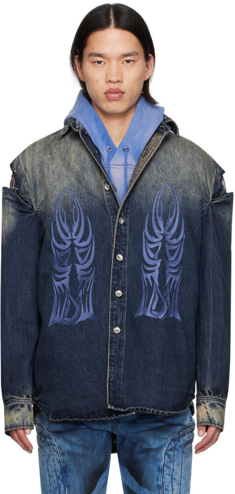 Who Decides War Navy Gradient Denim Shirt Cover