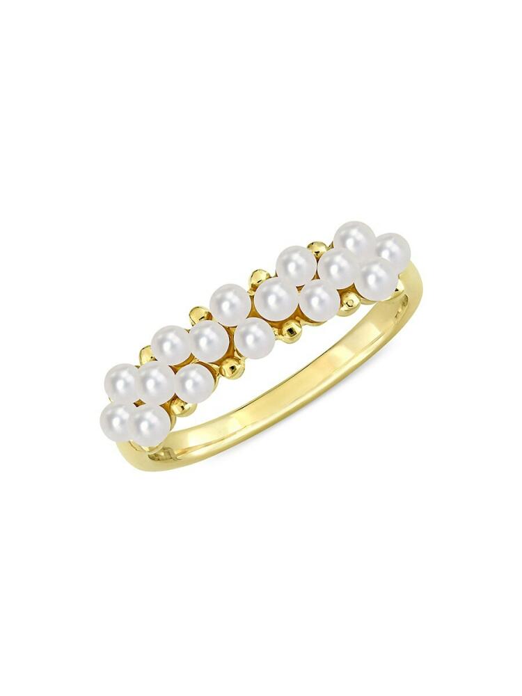 Sonatina Women's 14K Yellow Gold & 2-2.5MM Freshwater Pearl Semi Eternity Ring Cover