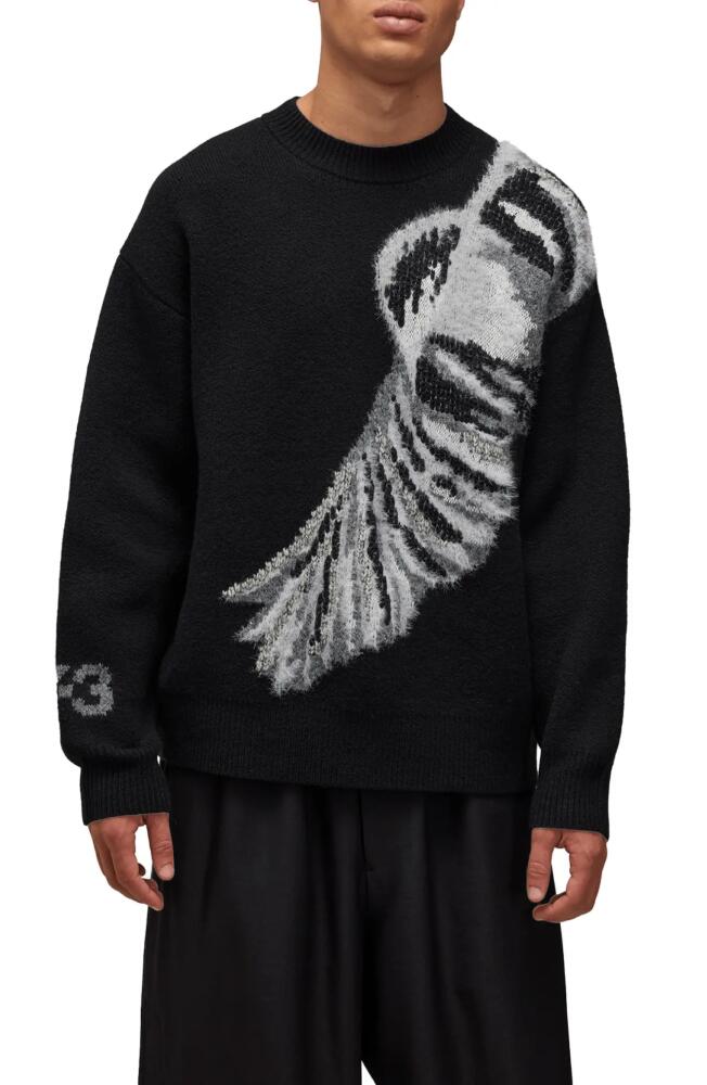 Y-3 GFX Wool Blend Graphic Sweater in Black Cover