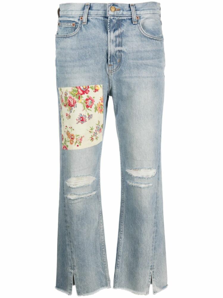 B SIDES cropped distressed-effect jeans - Blue Cover