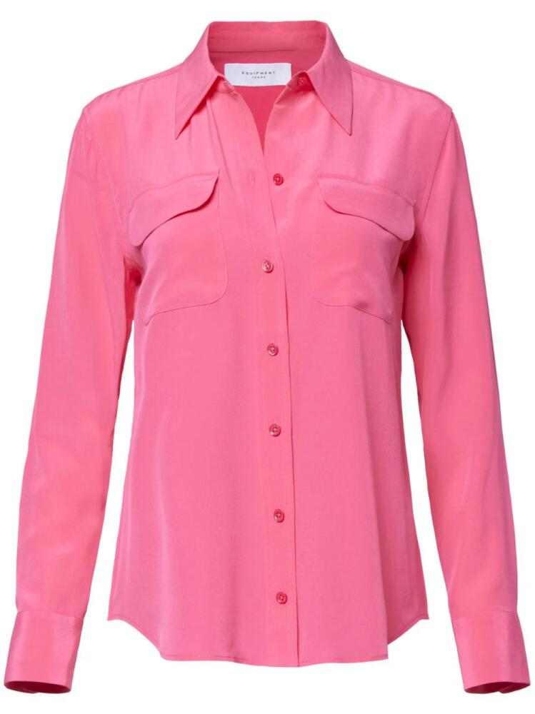 Equipment flap-pocket silk shirt - Pink Cover