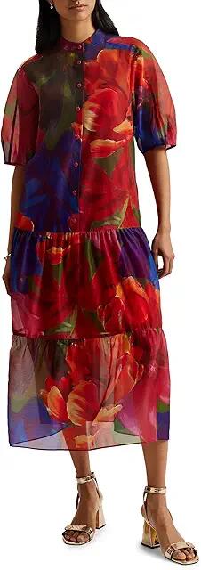 Ted Baker Miru Organza Tropical Bloom Midi Dress (Multicolor) Women's Dress Cover