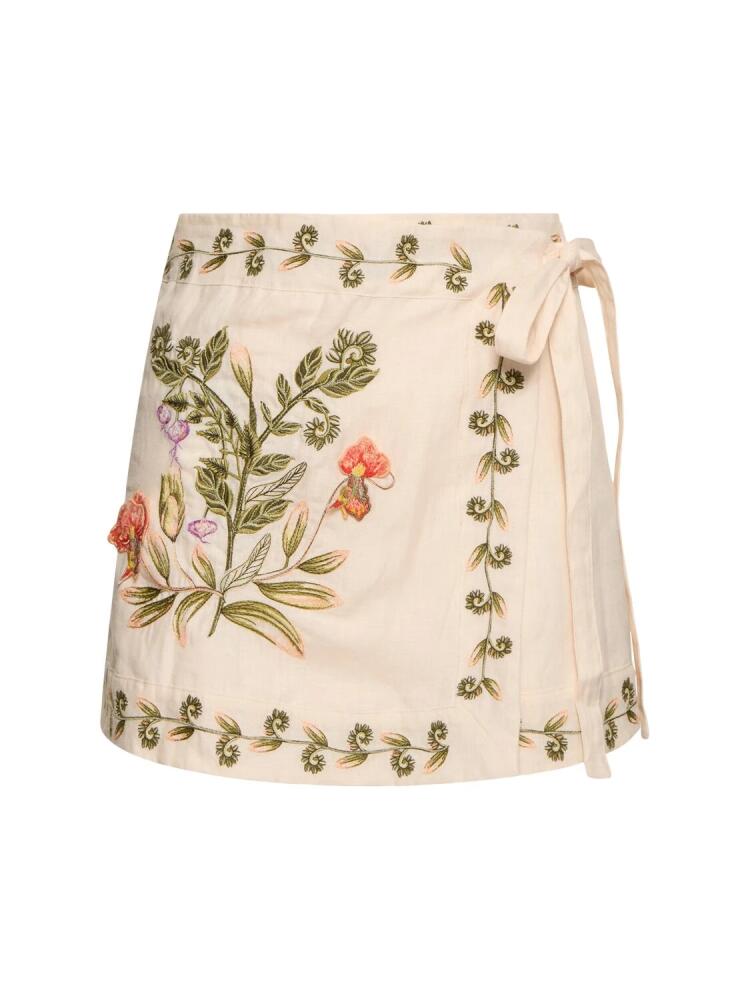 AGUA BY AGUA BENDITA Luna Linen Mini Skirt Cover