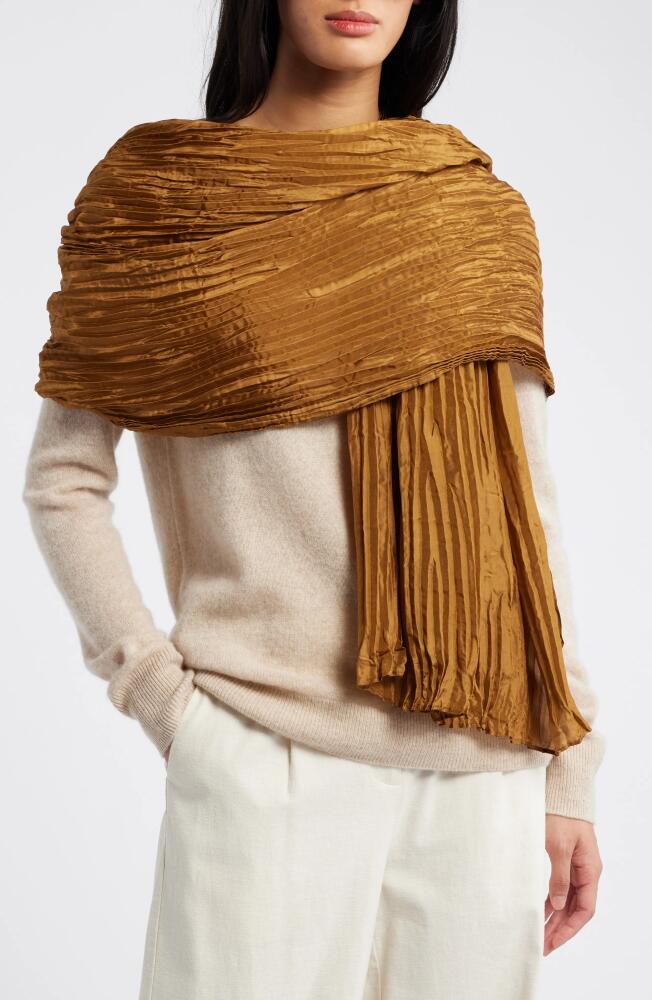 Eileen Fisher Whisper Plissé Silk Scarf in Bronze Cover