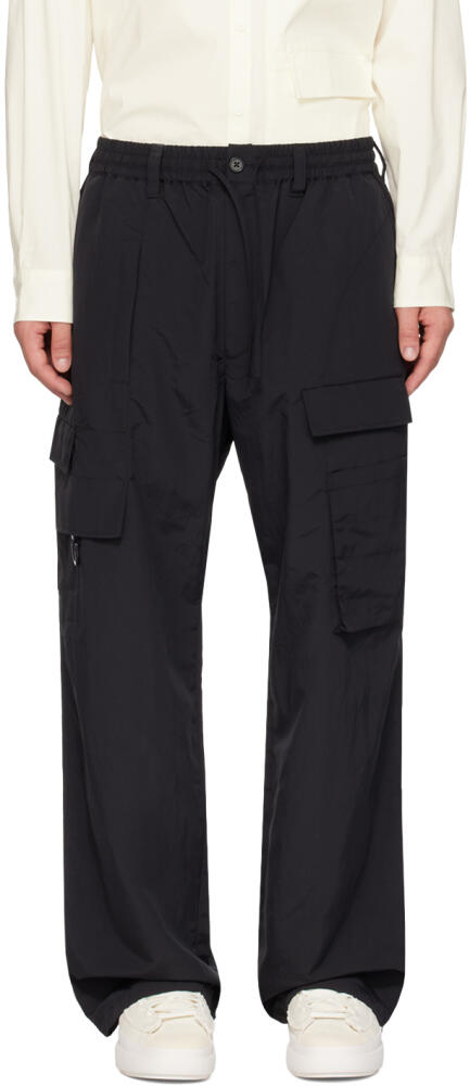 Y-3 Black Crinkle Cargo Pants Cover