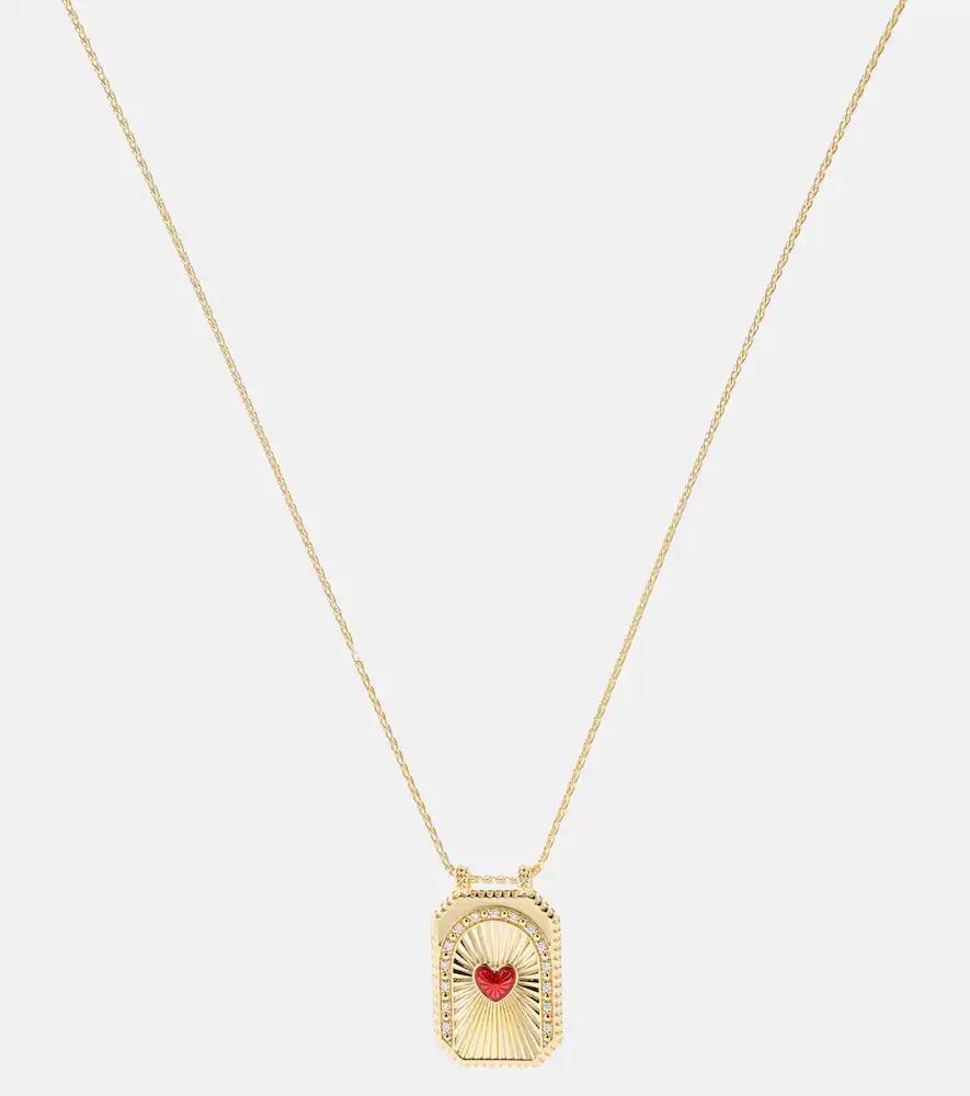 Marie Lichtenberg Heart Scapular 18kt gold necklace with diamonds and enamel Cover