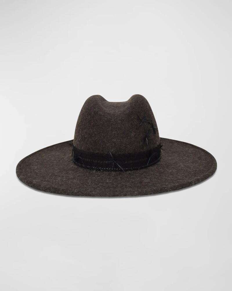 Gigi Burris Norma Wool-Silk Fedora With Feathers Cover