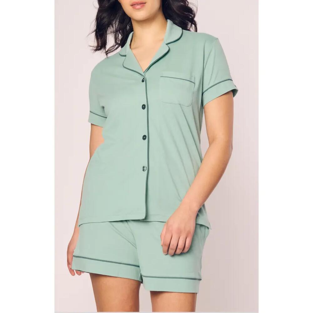 Petite Plume Luxe Pima Cotton Short Pajamas in Green Cover