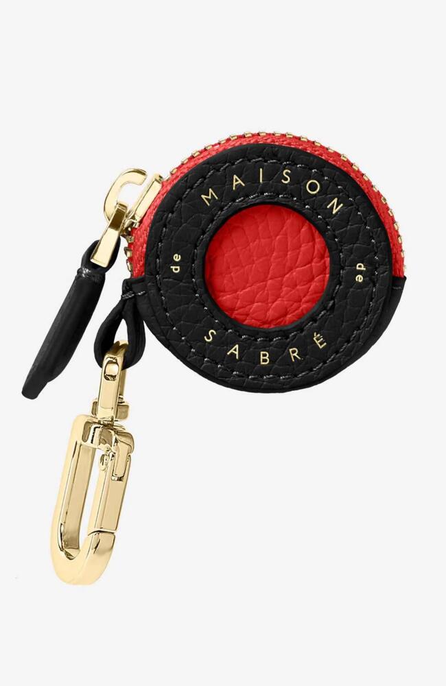 MAISON de SABRÉ Leather AirTag Charm in Pomegranate Caviar Cover