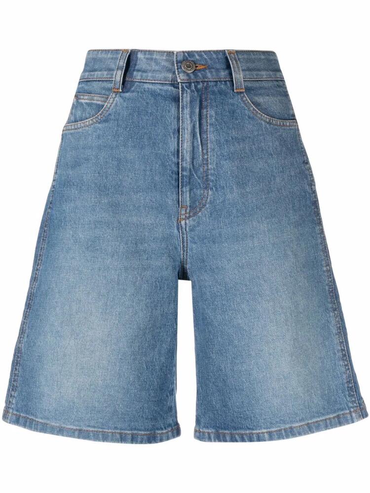 Stella McCartney Salt & Pepper Logo denim Bermuda shorts - Blue Cover