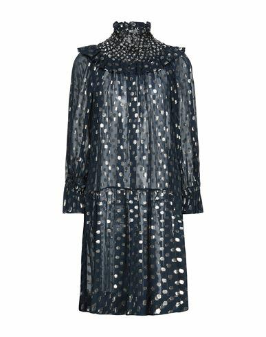 P. a.r. o.s. h. Woman Midi dress Midnight blue Silk, Metallic fiber Cover