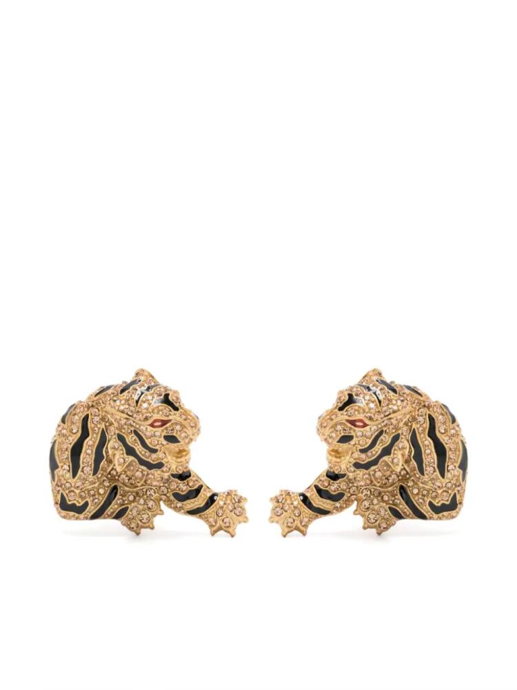 Roberto Cavalli crystal-embellished tiger earrings - Gold Cover