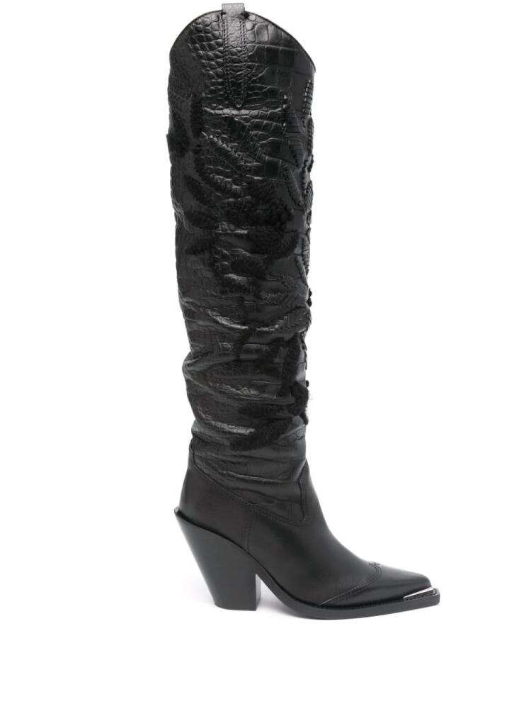 Ermanno Scervino 95mm crocodile-embossed boots - Black Cover