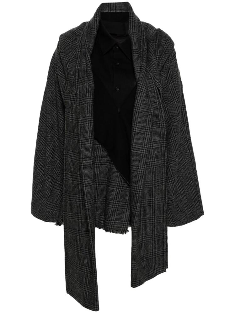 Yohji Yamamoto Combination plaid check-pattern coat - Grey Cover