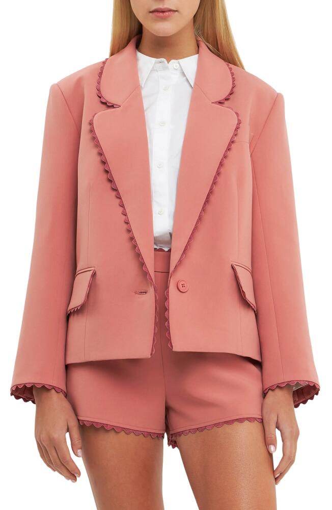 English Factory Rickrack Edge One-Button Blazer in Dusty Rose Cover