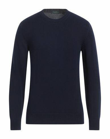 Zanone Man Sweater Midnight blue Cotton Cover