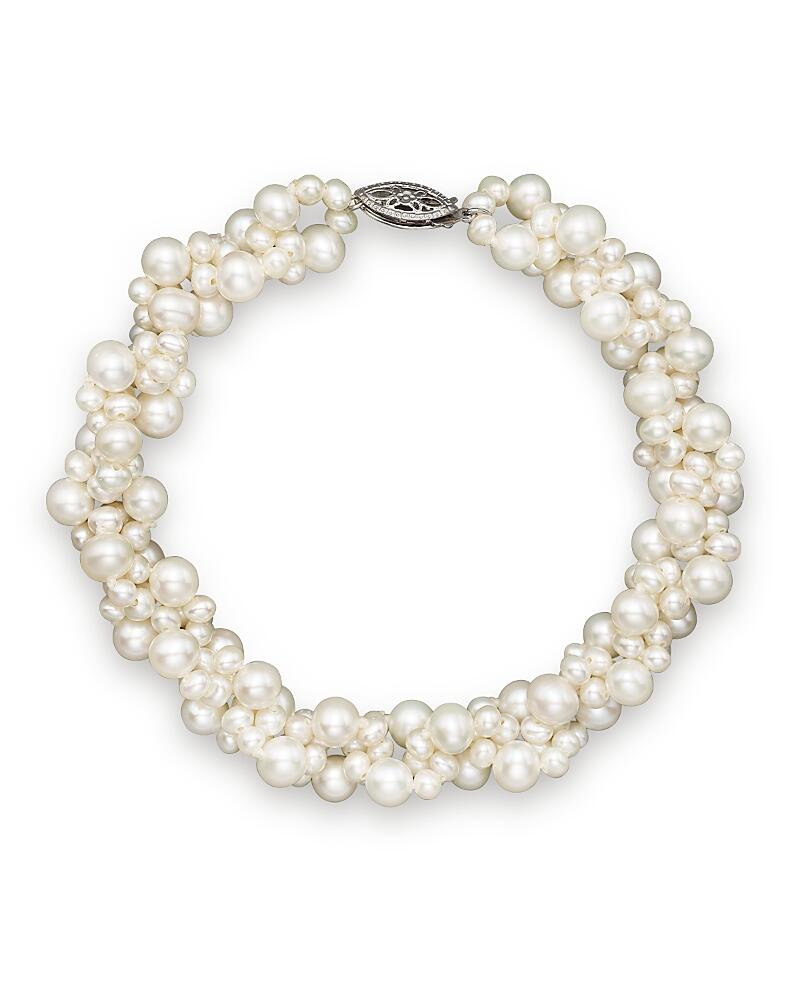 Cultured Freshwater Pearl Woven Bracelet in 14K White Gold, 3mm Cover