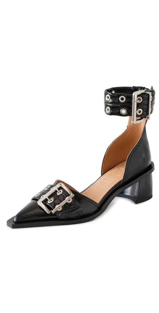 GANNI Chunky Buckle Open Cut Pumps Black Cover