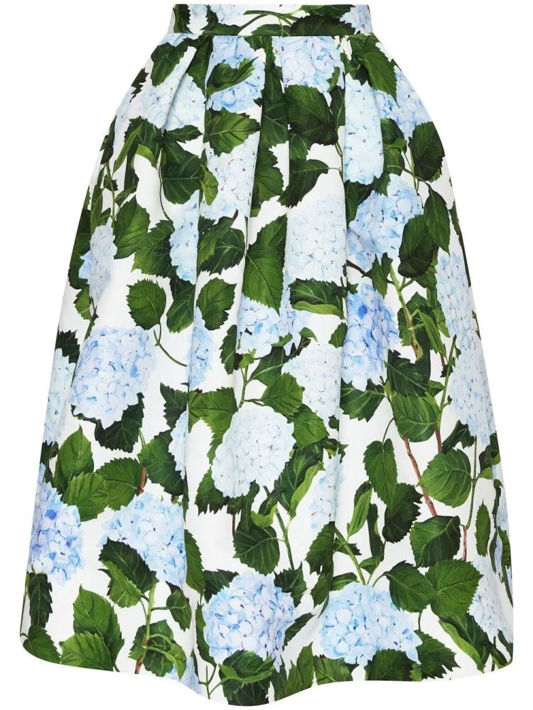 Oscar de la Renta floral-print belted midi skirt - White Cover