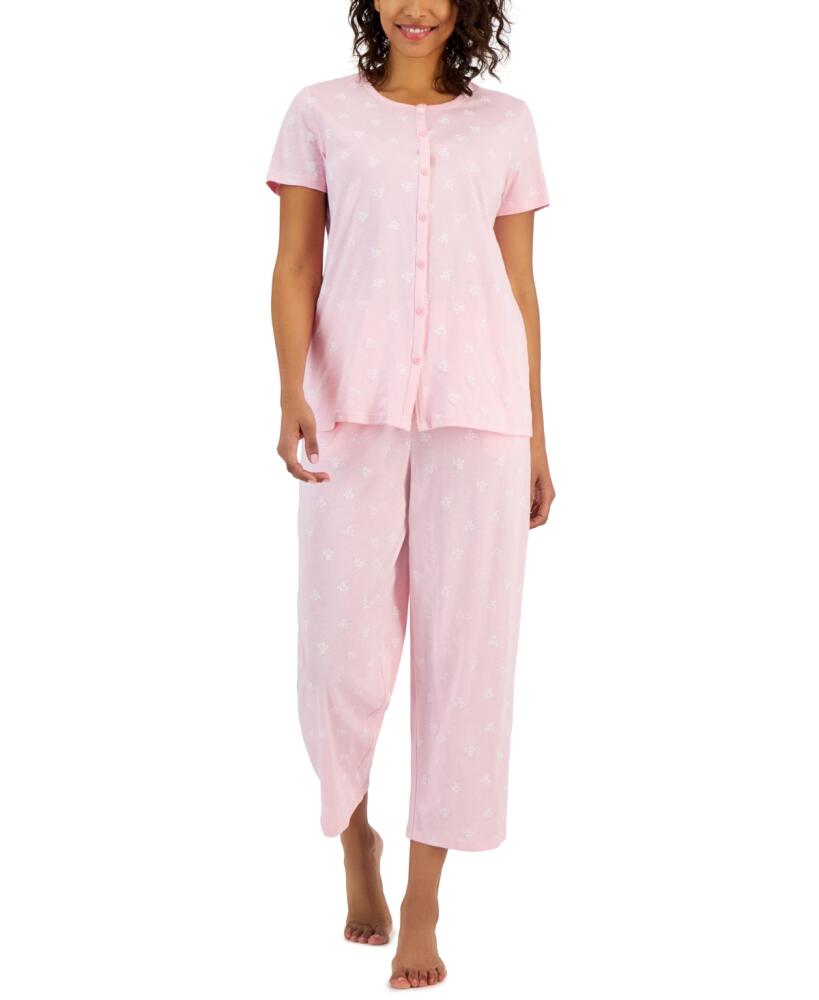 Charter Club Women's 2-Pc. Cotton Printed Cropped Pajamas Set, Created for Macy's - Ditsy Floral Cover