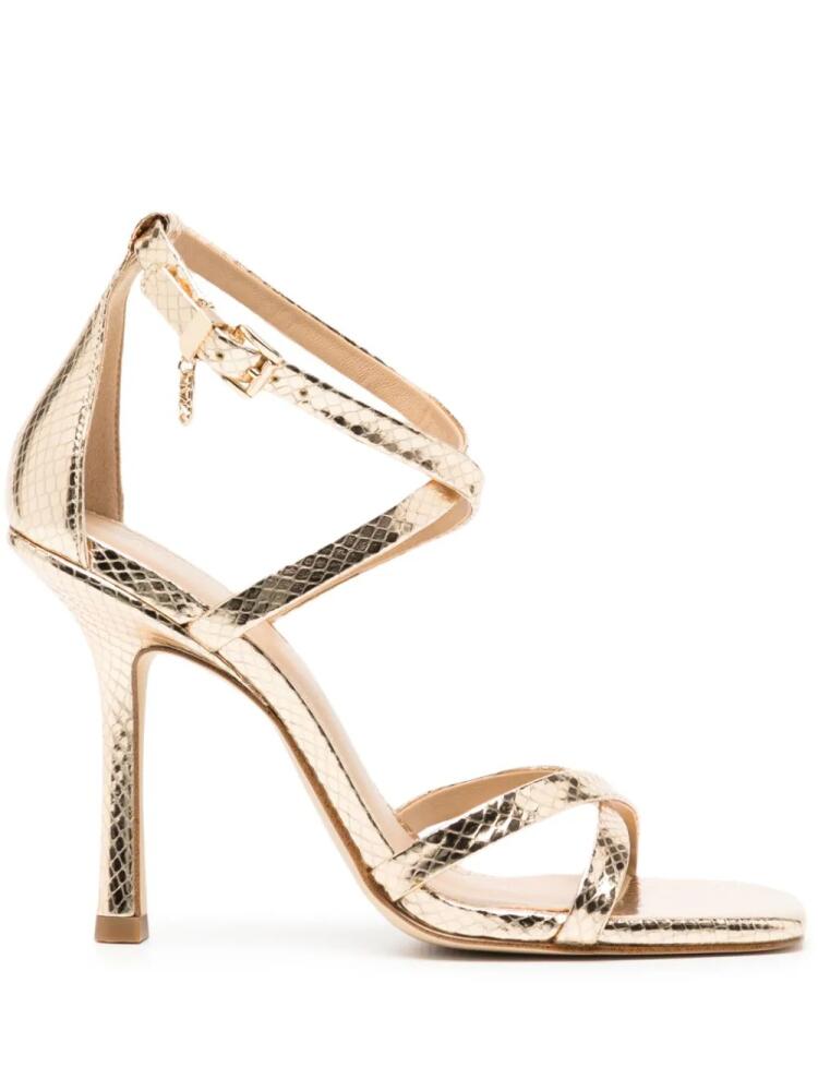 Michael Kors Celia 100mm metallic-leather sandals - Gold Cover