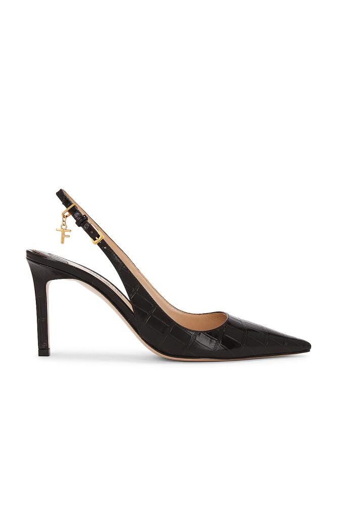 TOM FORD Stamped Croc 85 Slingback Pump in Brown Cover