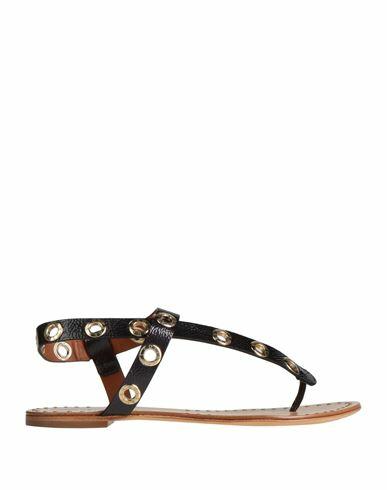 Trussardi Woman Thong sandal Black Soft Leather Cover